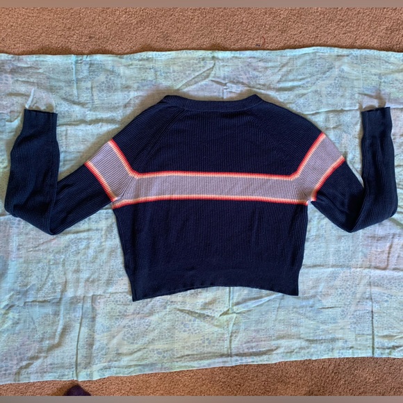 American Eagle Outfitters AE Studio Striped Cropped Sweater - Toasted Coconut - Picture 3 of 8